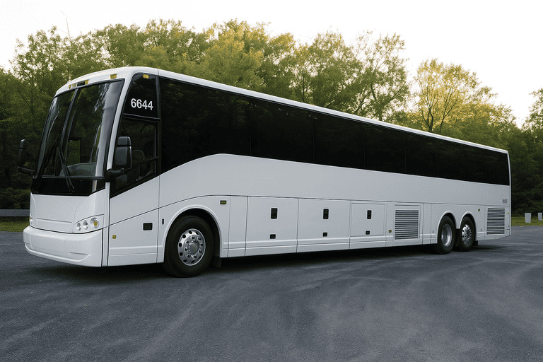exterior of Charter Bus Rental Oak Lawn coach bus